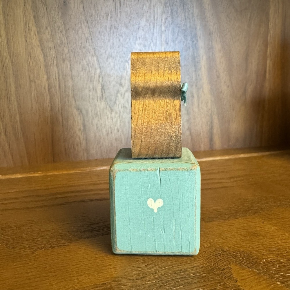 Vintage Hand Painted Wooden Baby Blue Bear & Rabbit. Farmhouse Cottagecore Decor - Picture 10 of 16